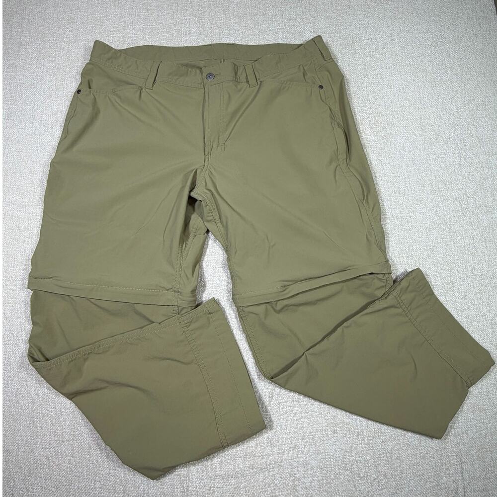 LL Bean Mens 42x30 Tan No Fly Zone Convertible Hiking Pants Outdoor Zip Off